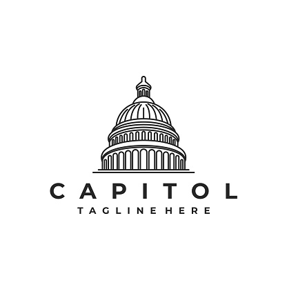 Line art Capitol dome logo design inspiration - Capital logo design vector illustration