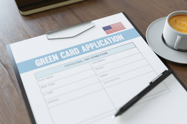US Green Card Application Form stock photo