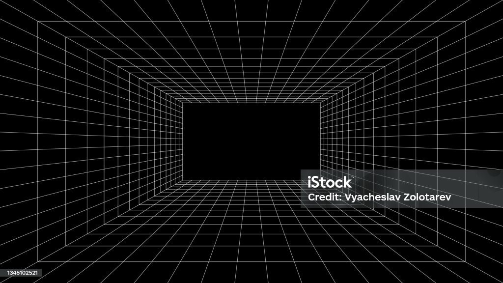 Grid Abstract Room Grid Room 3d Stock Illustration - Download Image Now - Diminishing ...