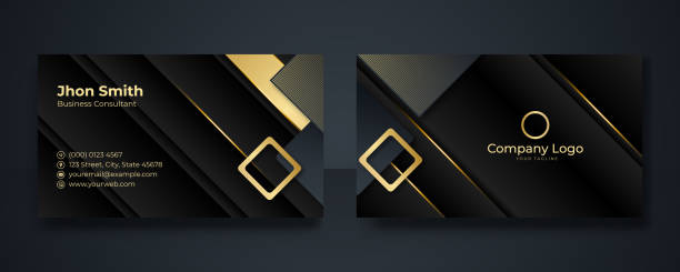 Modern Business Card Design Template Clean Professional Business Card  Template Visiting Card Business Card Template In Gold And Black Color Theme  Stock Illustration - Download Image Now - Istock