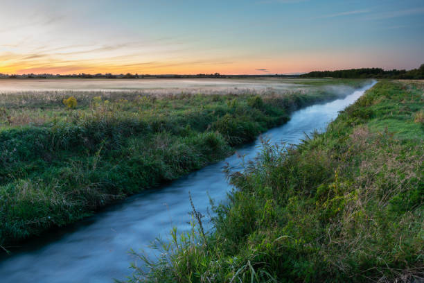 istock A small river and fog in the meadow, summer view 1345111832