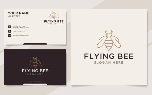 Luxury bee symbol and business card template Luxury bee symbol and business card template business card stock illustrations