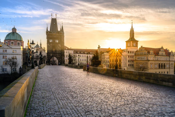istock Sunrise on Charles Bridge in Prague 1345115522