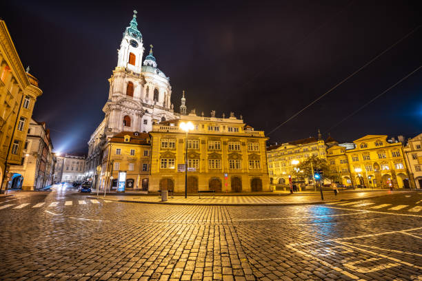 istock Lesser Town in Prague by night 1345115523