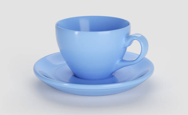 istock Blue coffee or tea cup with saucer isolated on a white background 1345115854