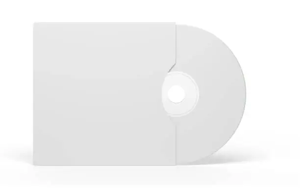 mockup of a CD compact disc with blank paper cover isolated. 3d illustration