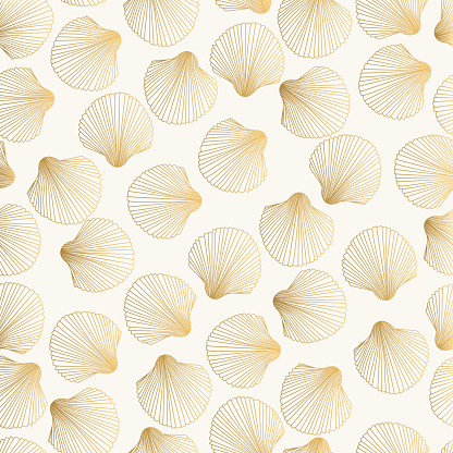 Shell Pattern Gold Gold Pattern With Shell Vector Fancy Scallop Design Stock Illustration ...