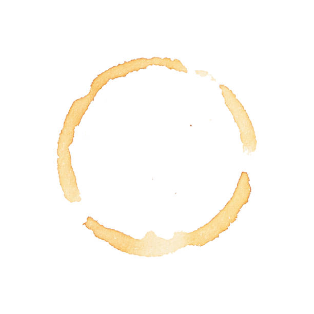 istock Dot  circle from the bottom cup- real coffee water paint on white paper in many strokes and technique of a brush. Illustration aroma beverage brush as coffee art isolated on white background. 1345117591
