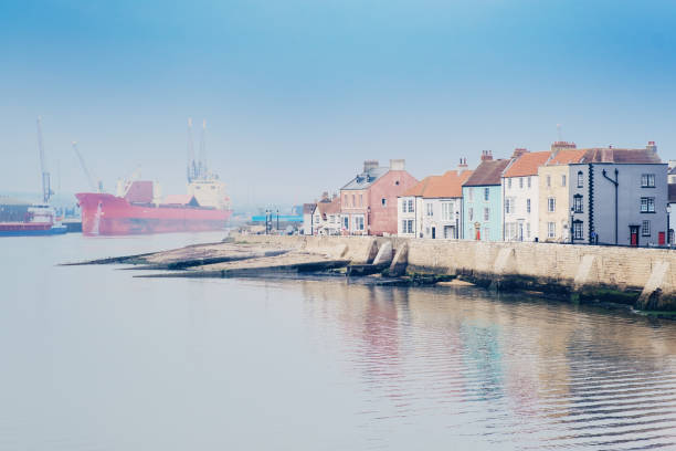 Hartlepool town, County Durham, England Looking west from the Headland into the old harbour at Hartlepool, England. hartlepool photos stock pictures, royalty-free photos & images