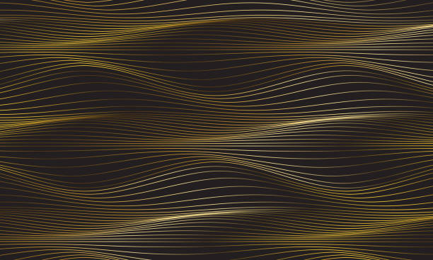 Abstract luxury gold thin line wave curve on grey background wallpaper
