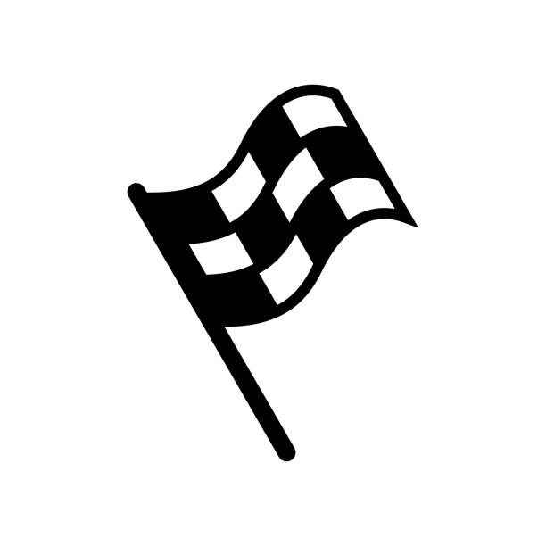 bendera kotak-kotak atau vektor ikon bendera selesai - race flag ilustrasi stok