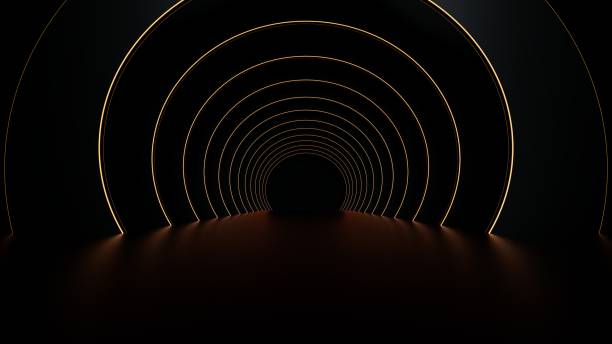 istock Abstract Modern Minimal Black With Orange Neon Background - 3D Illustration 1345124061