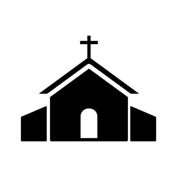 kościół religia budowanie ikona projekt szablon wektorowy ilustracja - church chapel symbol computer icon stock illustrations