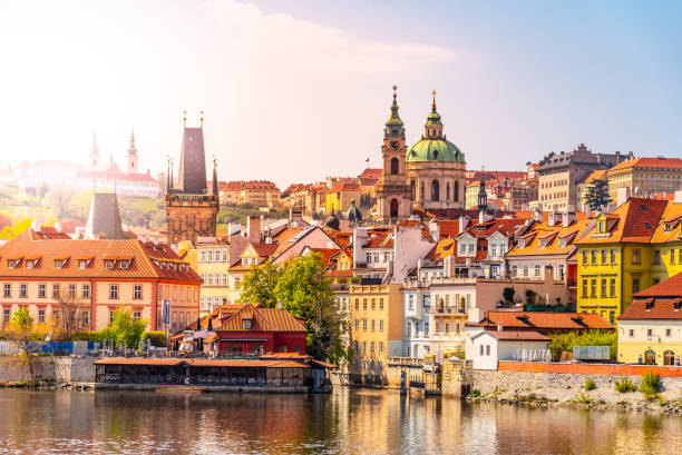 Lesser Town of Prague Lesser Town of Prague. View from opposite embankment of Vltava River, Praha, Czech Republic vltava river stock pictures, royalty-free photos & images