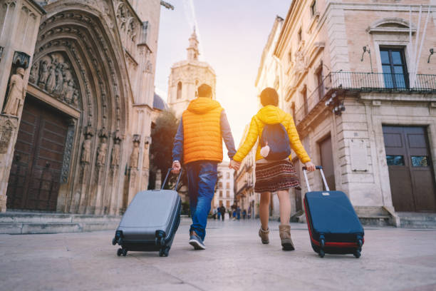 istock Couple traveling around the world 1345130802