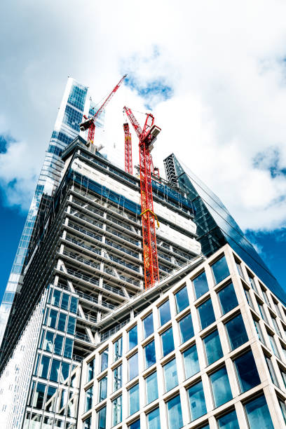 istock Skyscrapers and construction site in London 1345131008