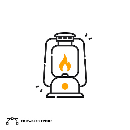 Oil Lamp Icon with Editable Stroke