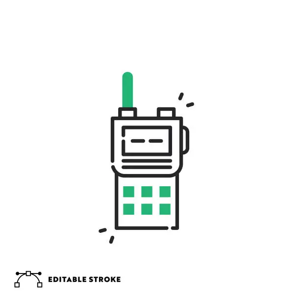 Vector illustration of Walkie-Talkie Flat Line Icon with Editable Stroke