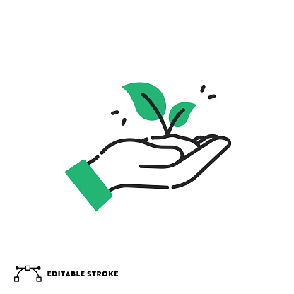 Eco Friendly Icon with Editable Stroke