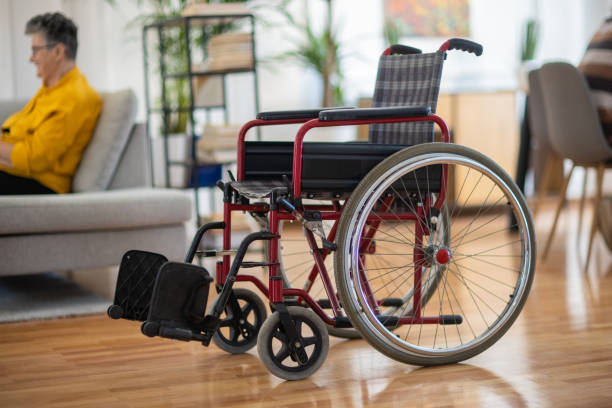 istock Wheelchair in nursing home 1345132500