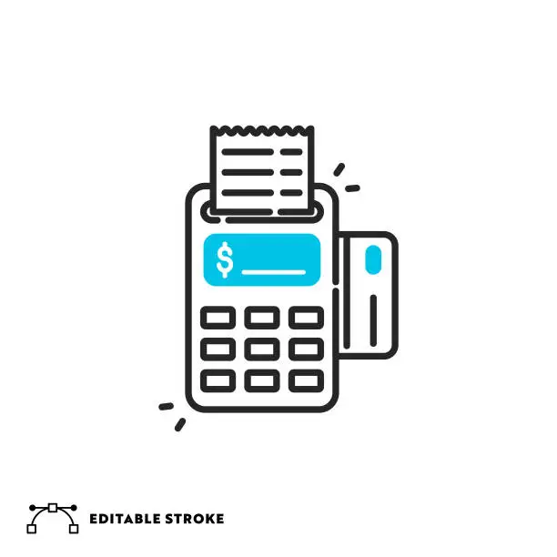 Vector illustration of POS Machine Flat Line Icon with Editable Stroke