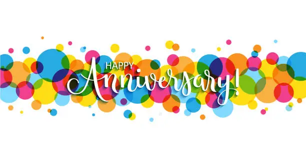 Vector illustration of HAPPY ANNIVERSARY! colorful brush calligraphy banner