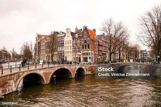 Amsterdam Houses By The Canal Stock Photo - Download Image Now - Amstel River, Amsterdam, Architecture