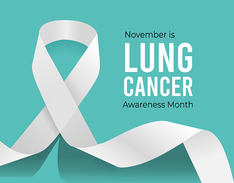 November is Lung Cancer Awareness Month. Vector illustration with white ribbon