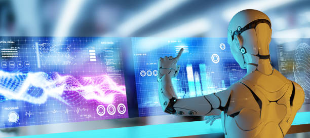 istock Computer aided manufacturing, future factory engineering and industrial technology, 3D robot teamwork working in factory futuristic metaverse cyber digital world 1345137579