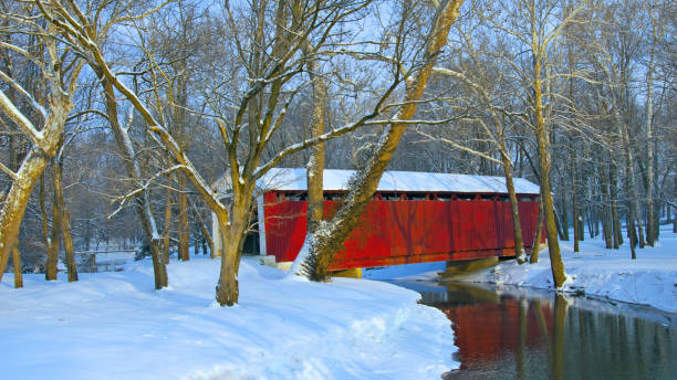 istock Bridge-Covered Bridge over Wildcat Creek-Kokomo Ind. 1345137695