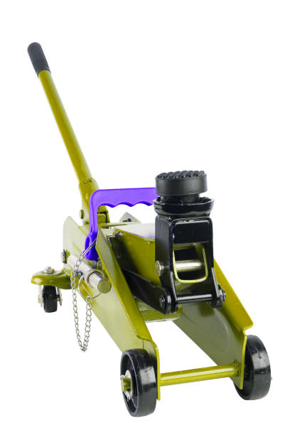 istock yellow hydraulic car jack isolated on white background 1345141460