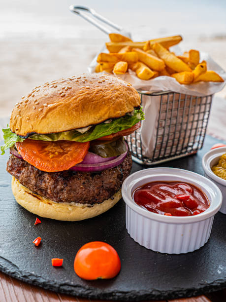 istock Wide vertical shot of hamburger 1345142328
