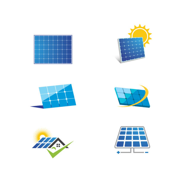 illustrations, cliparts, dessins animés et icônes de illustration de l’icône vectorielle de l’énergie solaire - panneau solaire