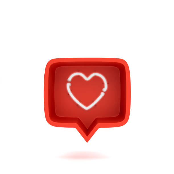 istock Heart icon in red rounded square pin isolated on white wall background with shadow 3D rendering 1345149249