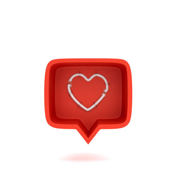 istock Heart icon in red rounded square pin isolated on white wall background with shadow 3D rendering 1345149261