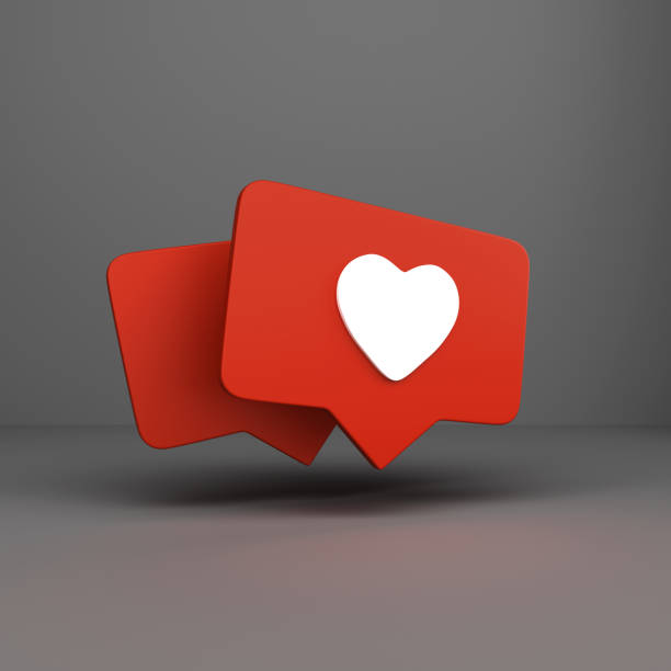 istock Heart icon on with background for social media. 3d rendering. 1345149321