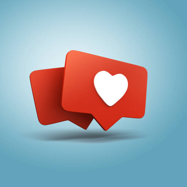 istock Heart icon on with background for social media. 3d rendering. 1345149334