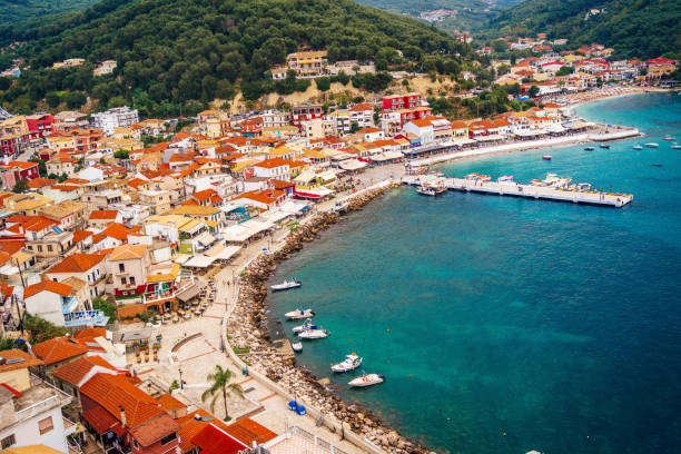 greek coastal town - parga bildbanksfoton och bilder
