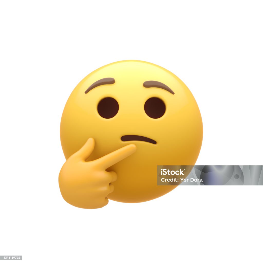 Thinking Smiley Face 3D Generated Emoji Emoticon Stock Photo