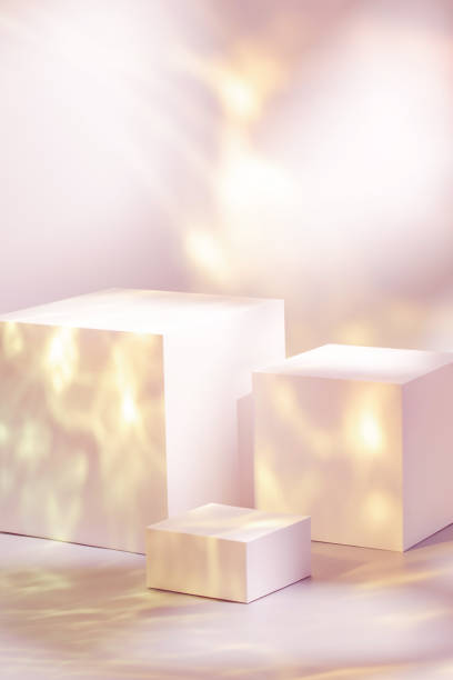 istock three rectangle white podiums on pastel pink neon background 1345160206