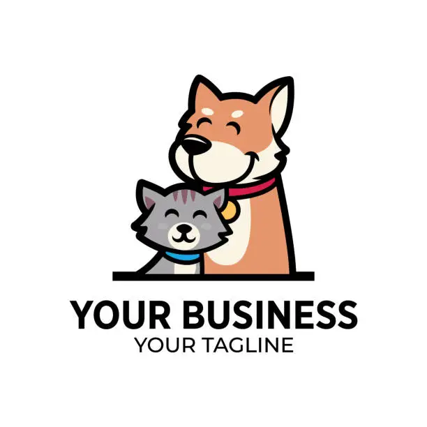 Vector illustration of Dog and cat logo design for pet shop