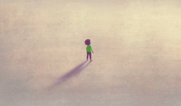 Hope of Lonely boy Hope of Lonely boy. Concept art of dream lost and loneliness. Surreal illustration. Conceptual artwork sad african child drawings stock illustrations