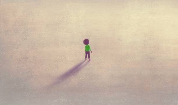 Hope of Lonely boy Hope of Lonely boy. Concept art of dream lost and loneliness. Surreal illustration. Conceptual artwork african american boy drawing stock illustrations
