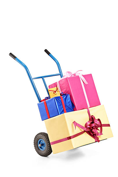 istock Hand truck with many gifts on it 134516469