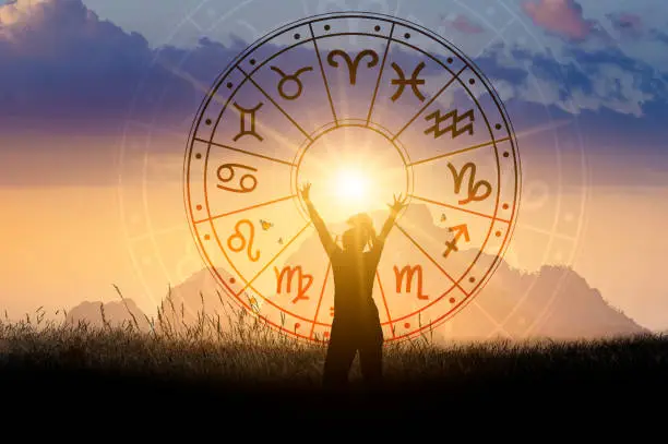 Photo of Zodiac signs inside of horoscope circle astrology and horoscopes concept