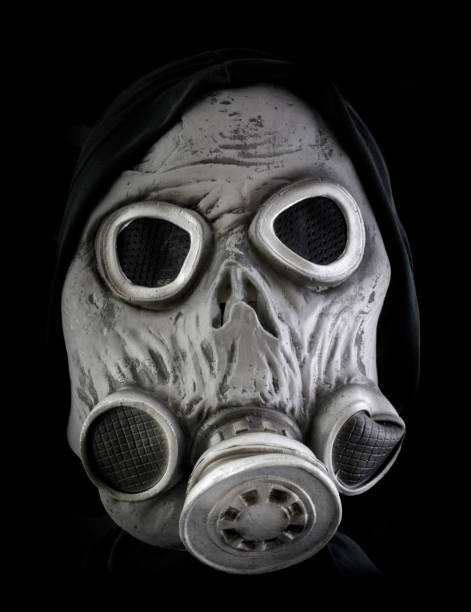 istock Zombie Gas Mask Isolated Against Black Background 1345170074