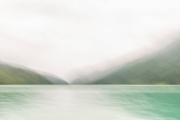 An impressionist photograph of Cheakamus Lake in Garibaldi Provincial Park, British Columbia.Taken using the ICM (intentional camera movement) technique.