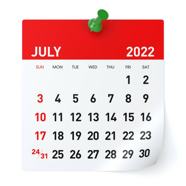istock July 2022 - Calendar. Isolated on White Background. 3D Illustration 1345172143