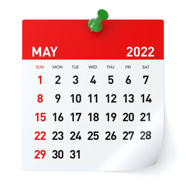 istock May 2022 - Calendar. Isolated on White Background. 3D Illustration 1345172147