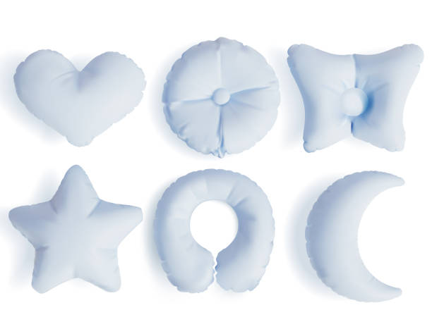 ilustraciones, imágenes clip art, dibujos animados e iconos de stock de realistas almohadas 3d detalladas de diferentes formas. vector - heart shape pillow cushion textile